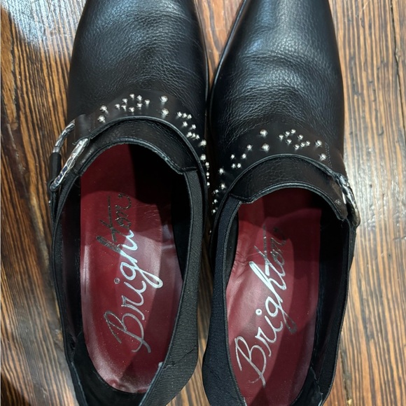 Brighton Renata Leather Slip On Heels Sz 8.5 Studded Belt Buckle - Picture 2 of 8